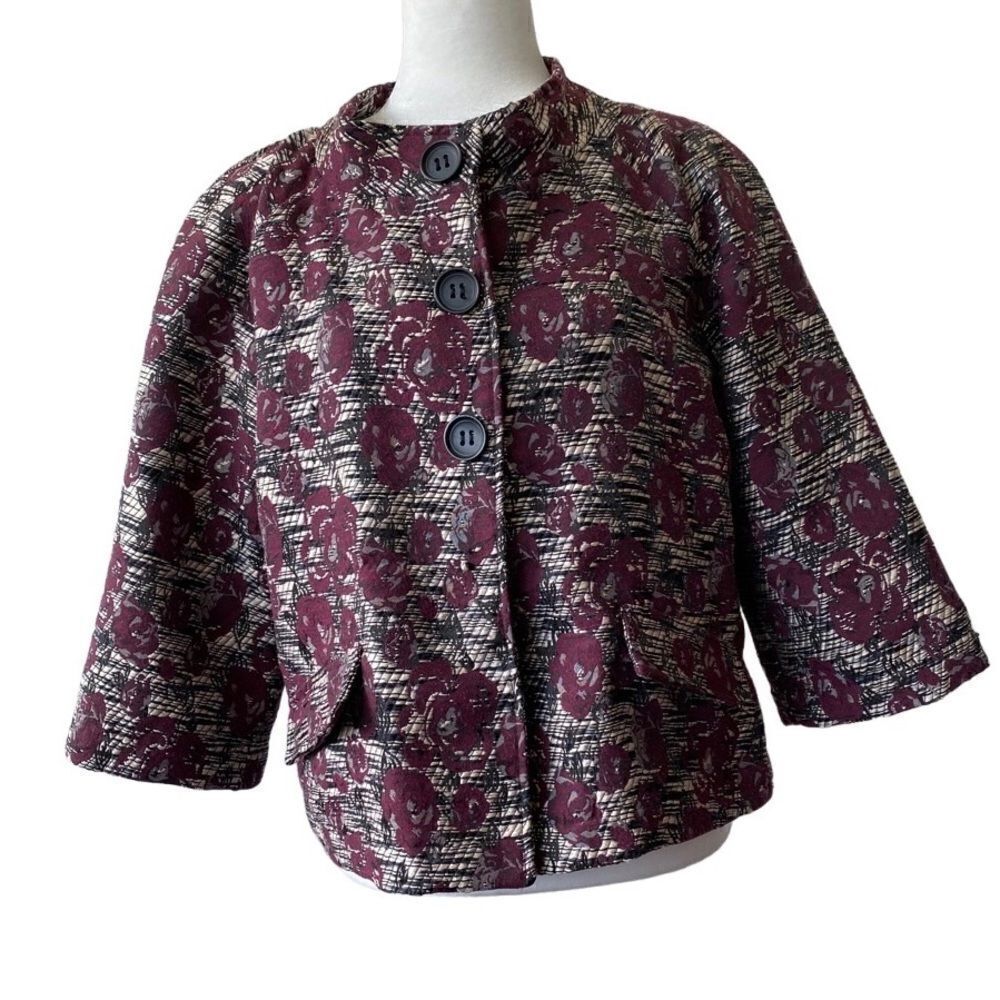 Analogy Women’s 3 / 4 Sleeve 3 Button Closure Jacket Burgundy SZ PL